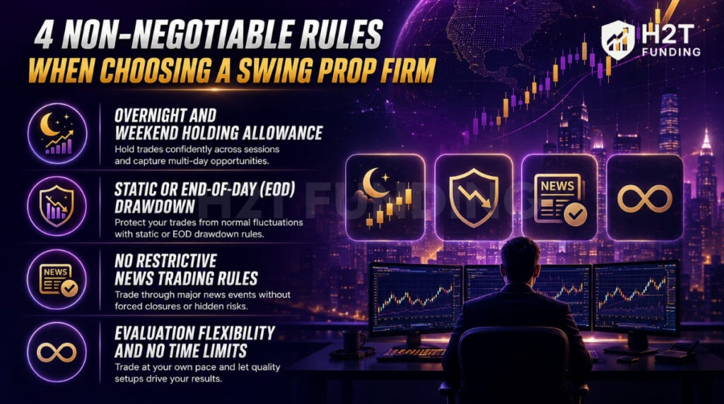 4 Essential rules when choosing a swing prop firm
