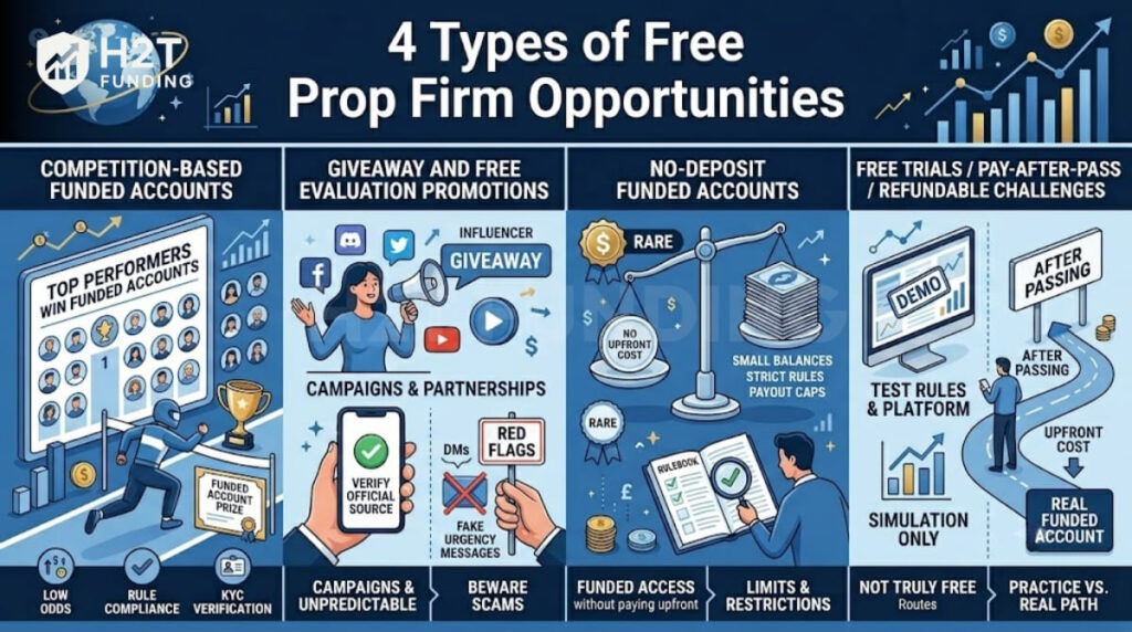 4 Types of Free Prop Firm Opportunities