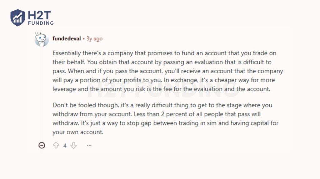 A Reddit discussion revealing the realistic difficulty of prop firm payouts