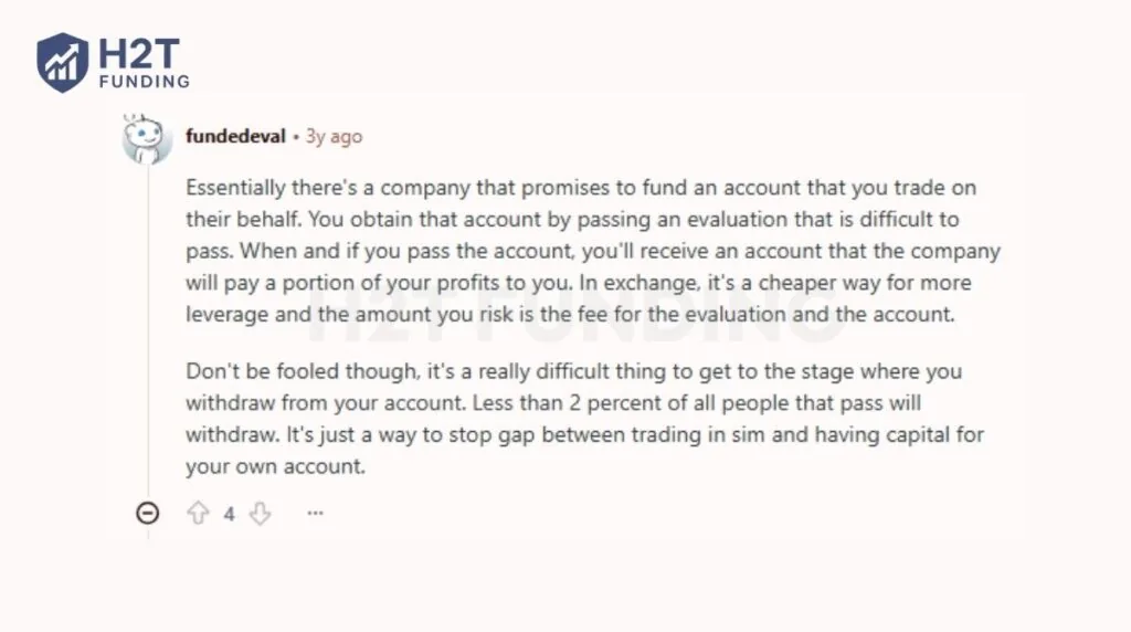 A Reddit discussion revealing the realistic difficulty of prop firm payouts