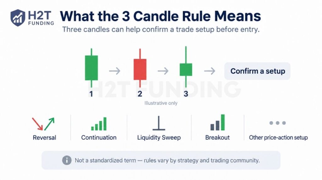 A three-candle sequence can help confirm a trading setup, but its exact structure varies by strategy