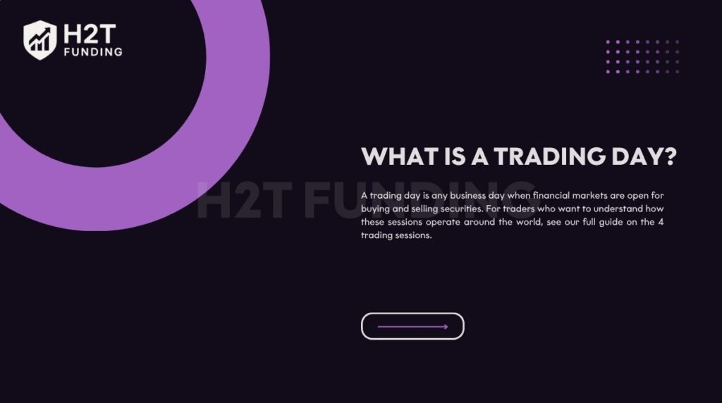 A trading day is a business day when markets are open for trading