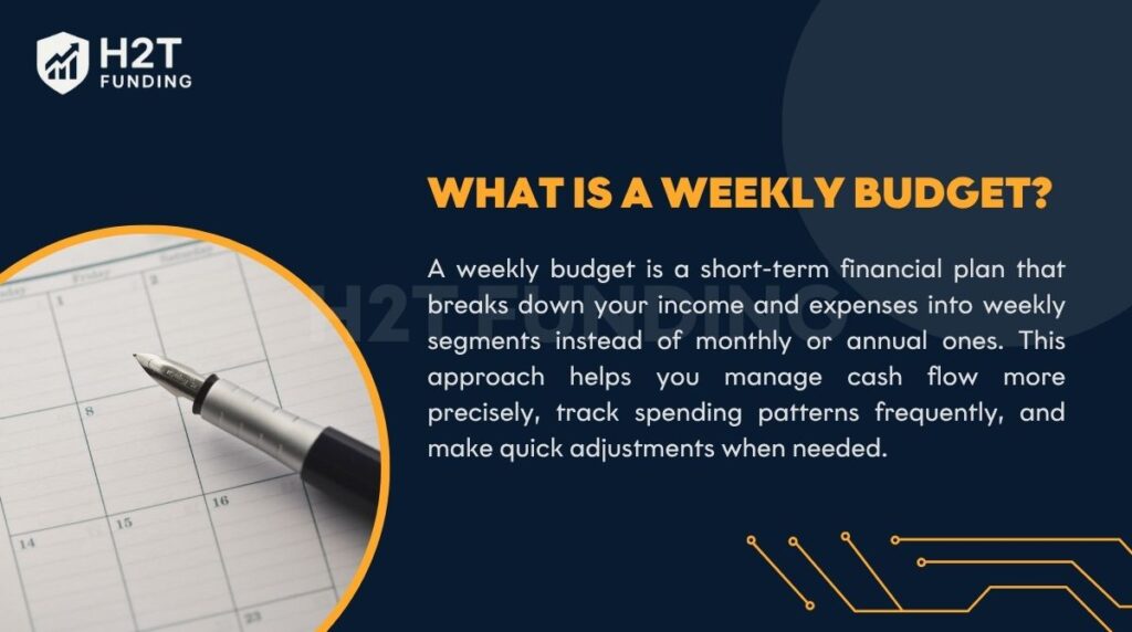 A weekly budget is a short-term plan that tracks your income and expenses each week