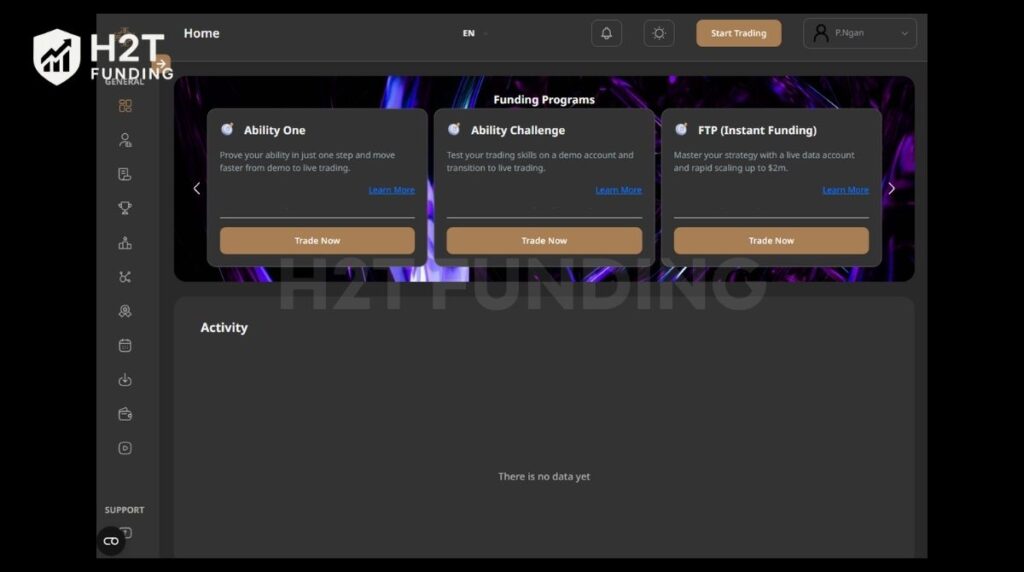 Access the trader dashboard and select the funding program