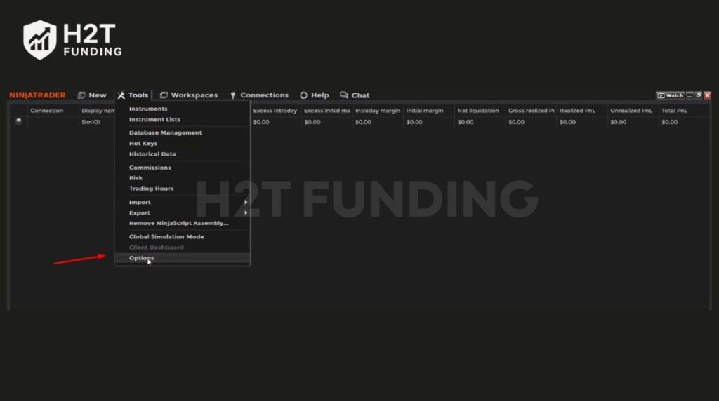 Accessing the Options menu to enable MultiProvider if the connection setup is missing