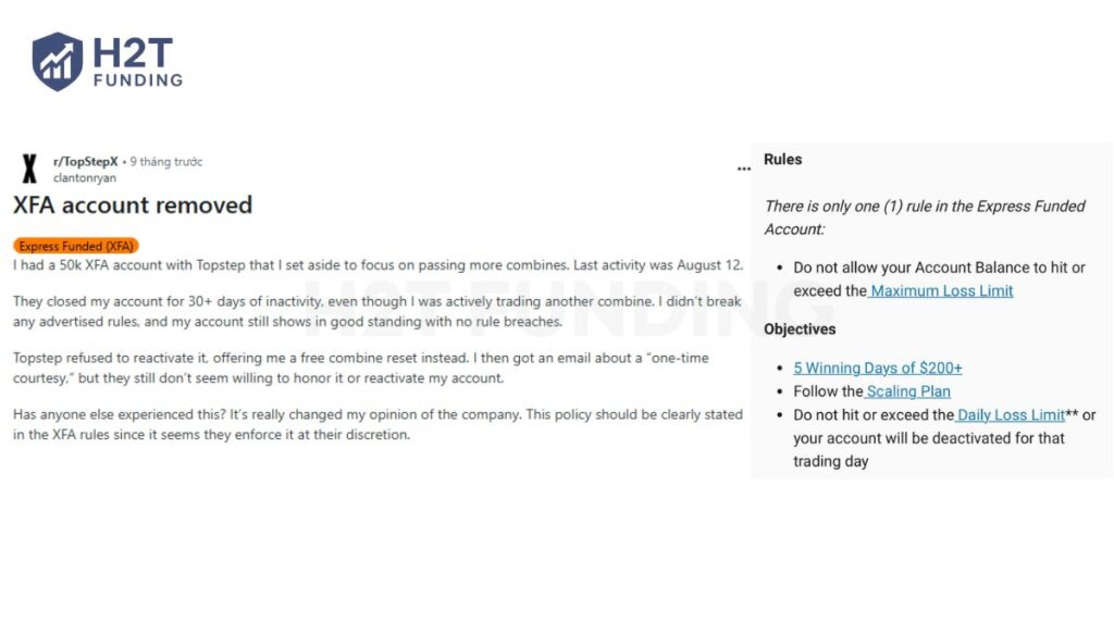 Account closure after payout or inactivity