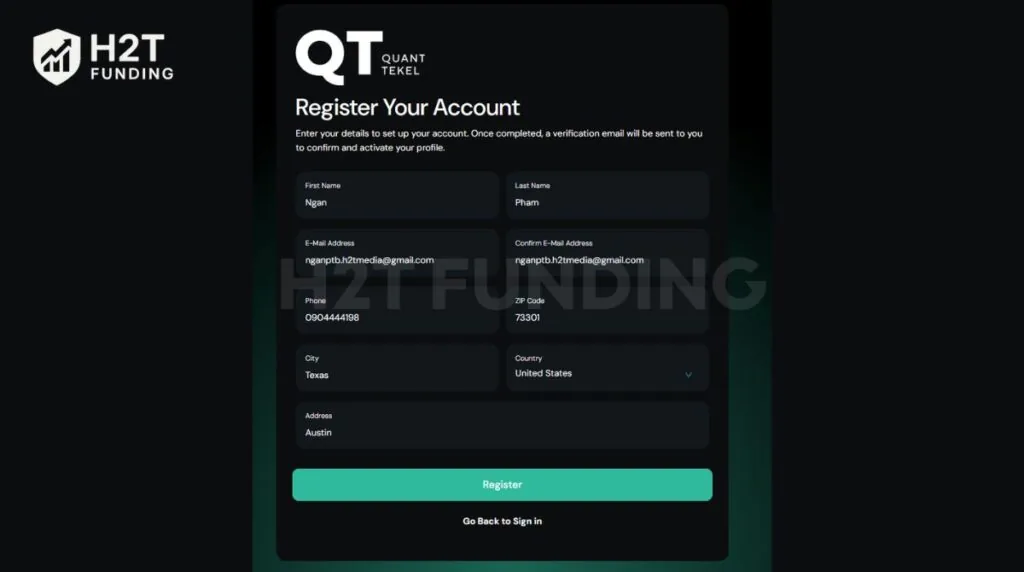 Account registration