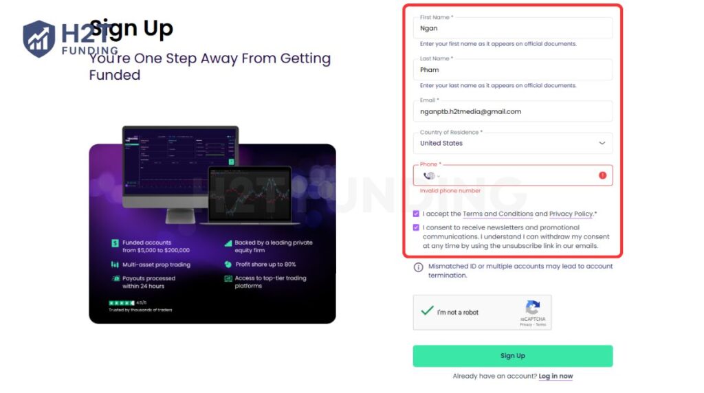 Account registration