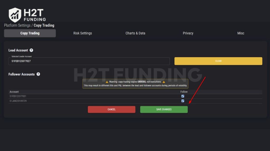 After making your selections, press Save Changes to apply them