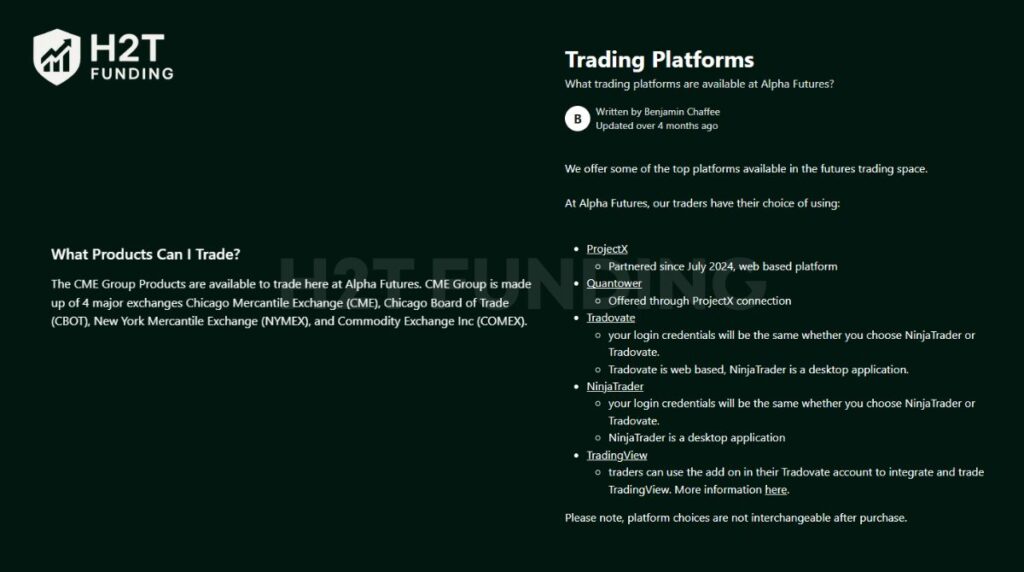 Alpha Futures instruments and trading platform