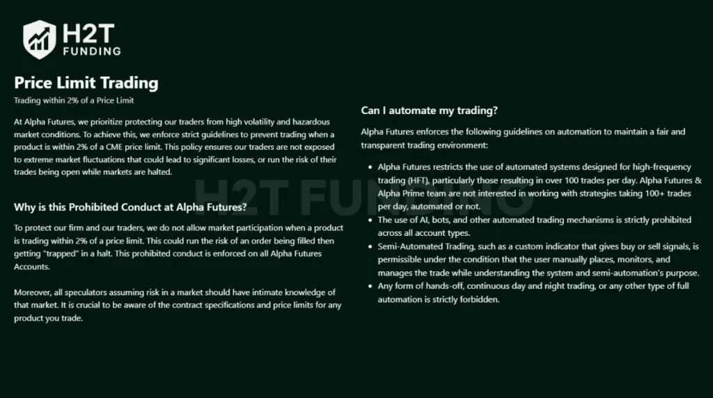Alpha Futures prohibited trading practices