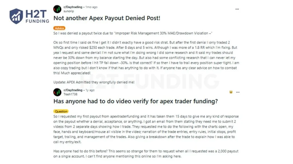 Apex Trader Funding reviews on Reddit