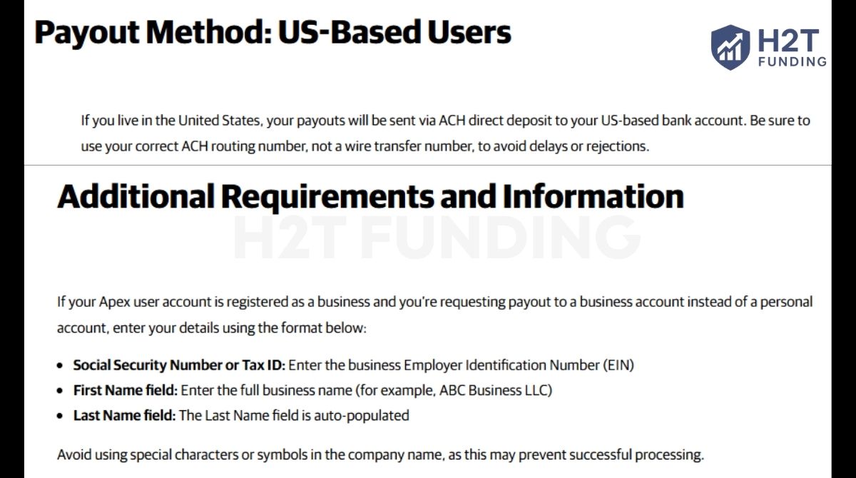 Apex payout methods for US trader