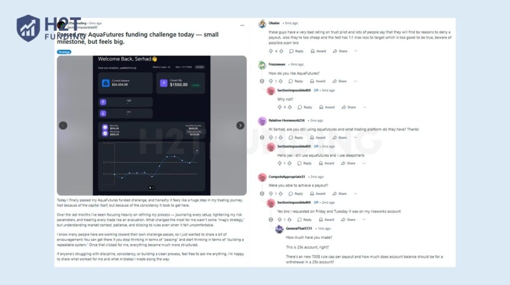 AquaFutures payout Reddit review