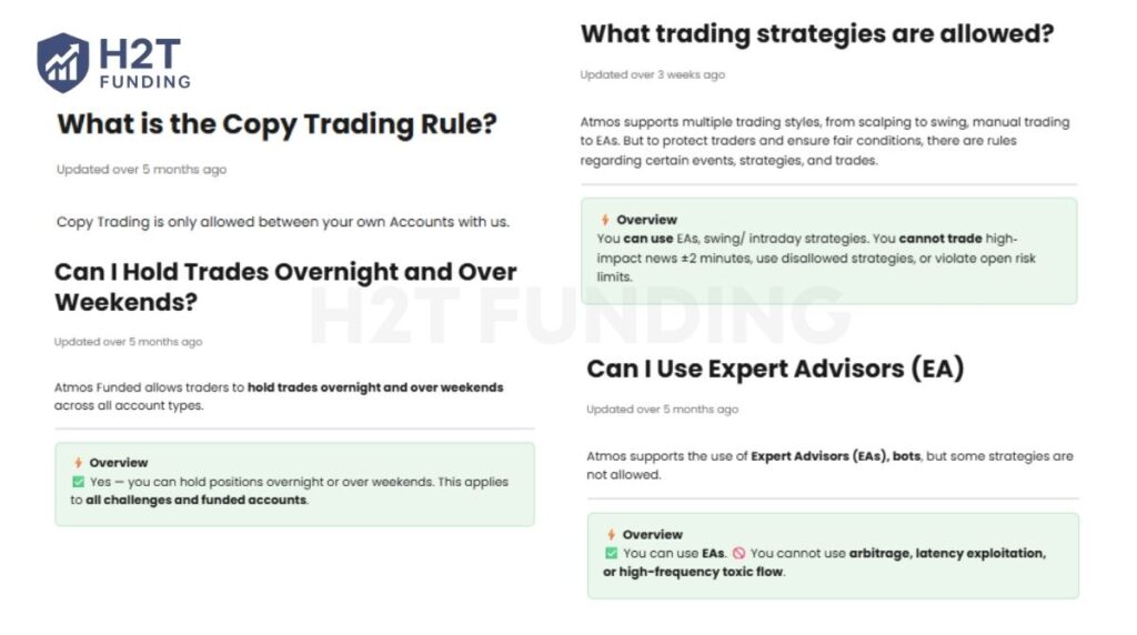Atmos Funded allowed trading rules