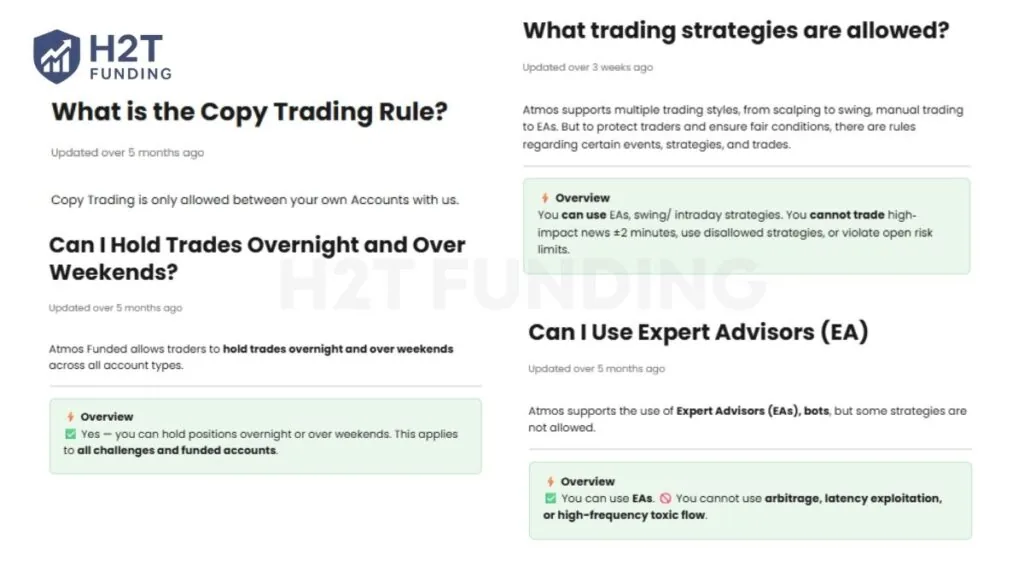 Atmos Funded allowed trading rules