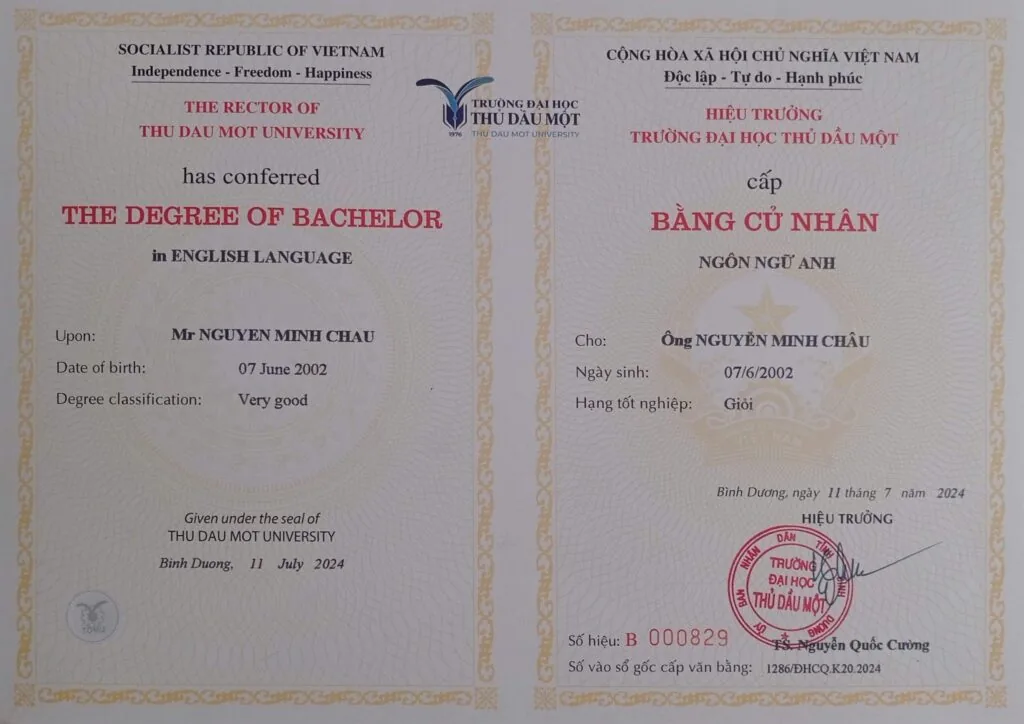 Bachelor's degree in English linguistics