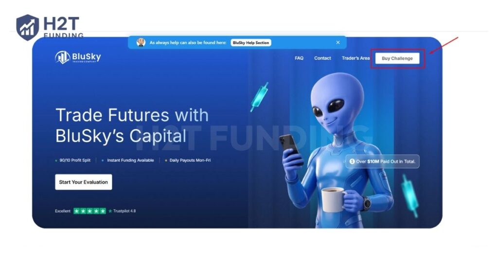 Begin by visiting the official homepage and identifying the Buy Challenge button