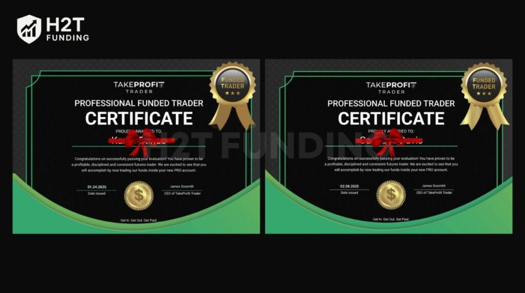 Here is a recent example of a Professional Funded Trader Certificate, signed by CEO James Sixsmith