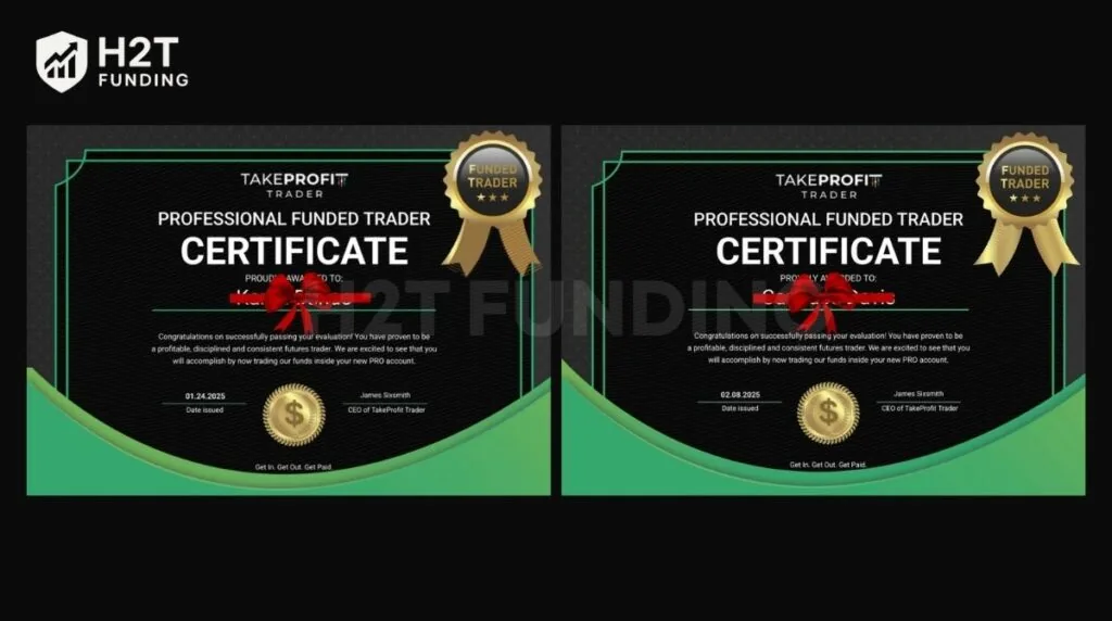 Here is a recent example of a Professional Funded Trader Certificate, signed by CEO James Sixsmith