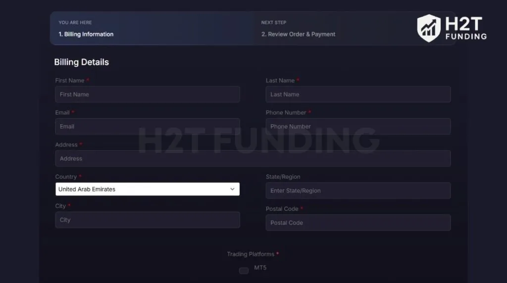 Billing information page