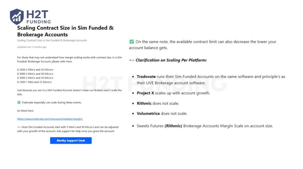 BluSky requires traders to earn larger position sizes by gradually growing their accumulated account profit