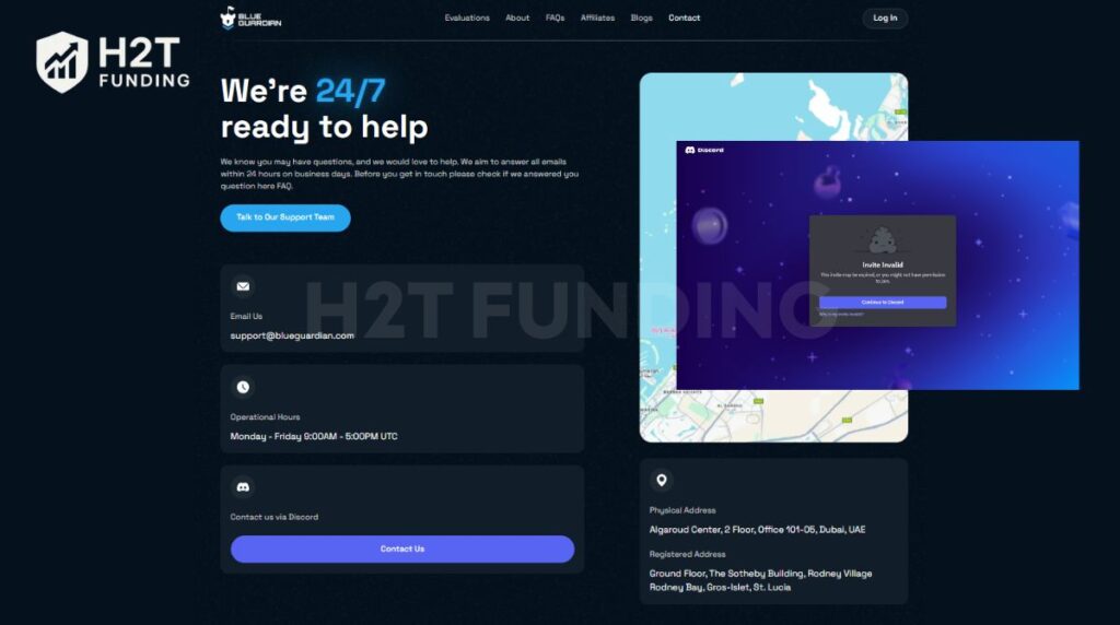 Blue Guardian customer support