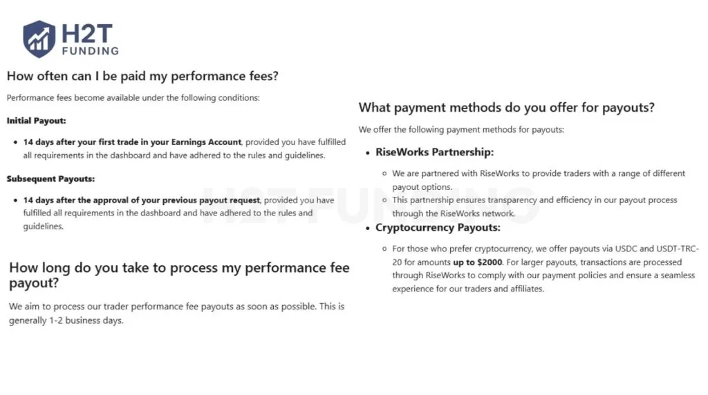 Blueberry Funded payout structure