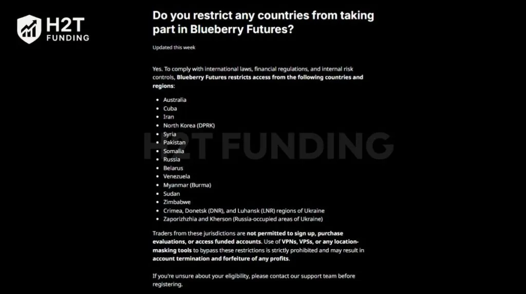 Blueberry Futures Restricted Countries