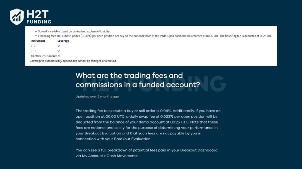 Breakout instruments and trading conditions