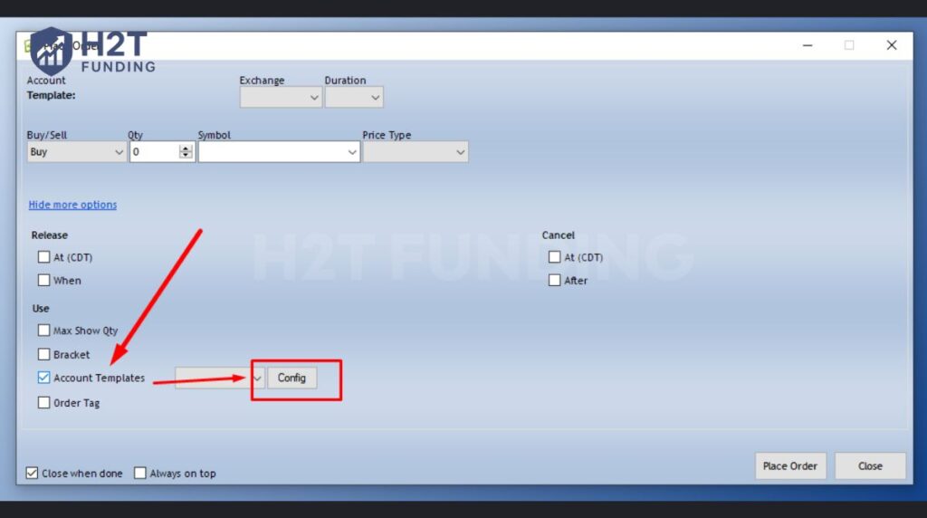 Check the box for Account Templates and select Config