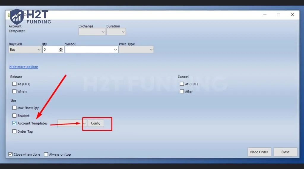 Check the box for Account Templates and select Config
