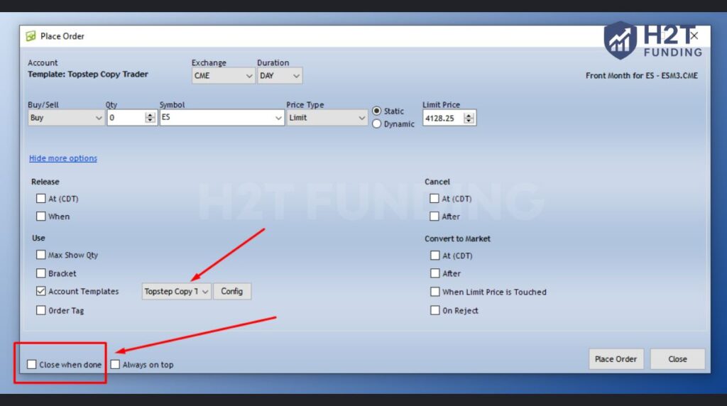 Choose your saved template from the drop-down list and clear the option
