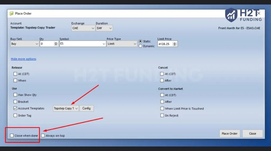Choose your saved template from the drop-down list and clear the option