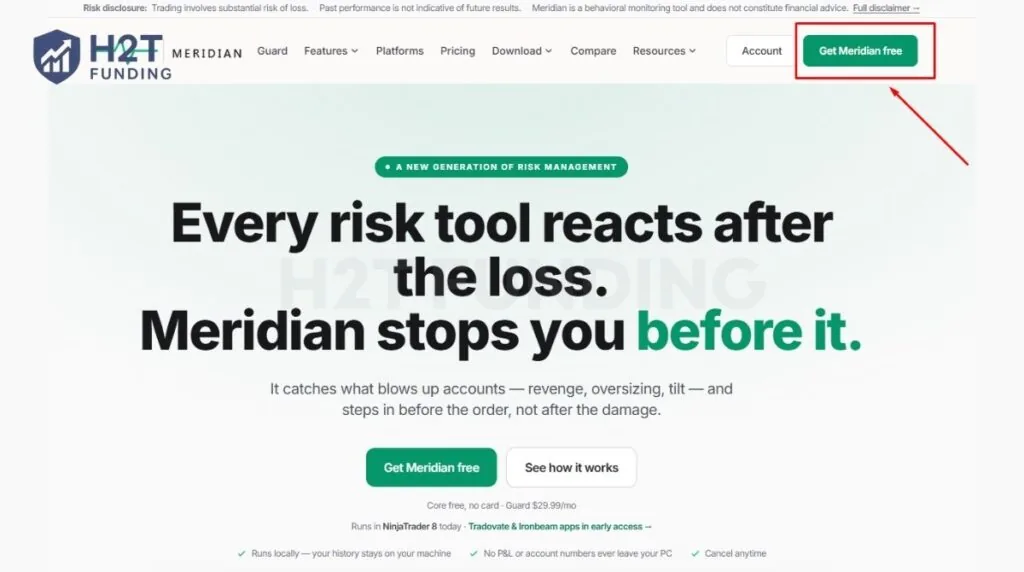 Click Get Meridian free on the official Meridian PSI homepage