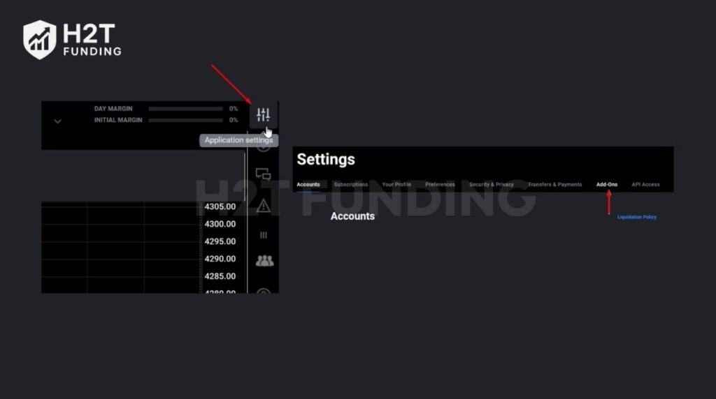 Click the Application Settings button to open your configuration menu