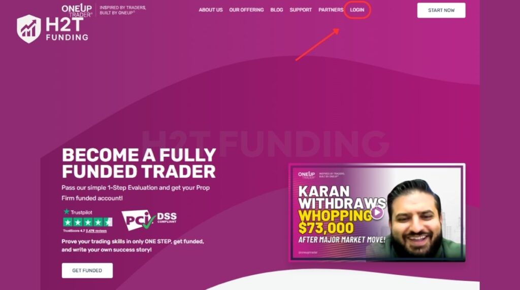Click the “LOGIN” button in the top-right corner