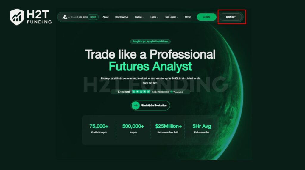 Click the SIGN UP button in the top right corner