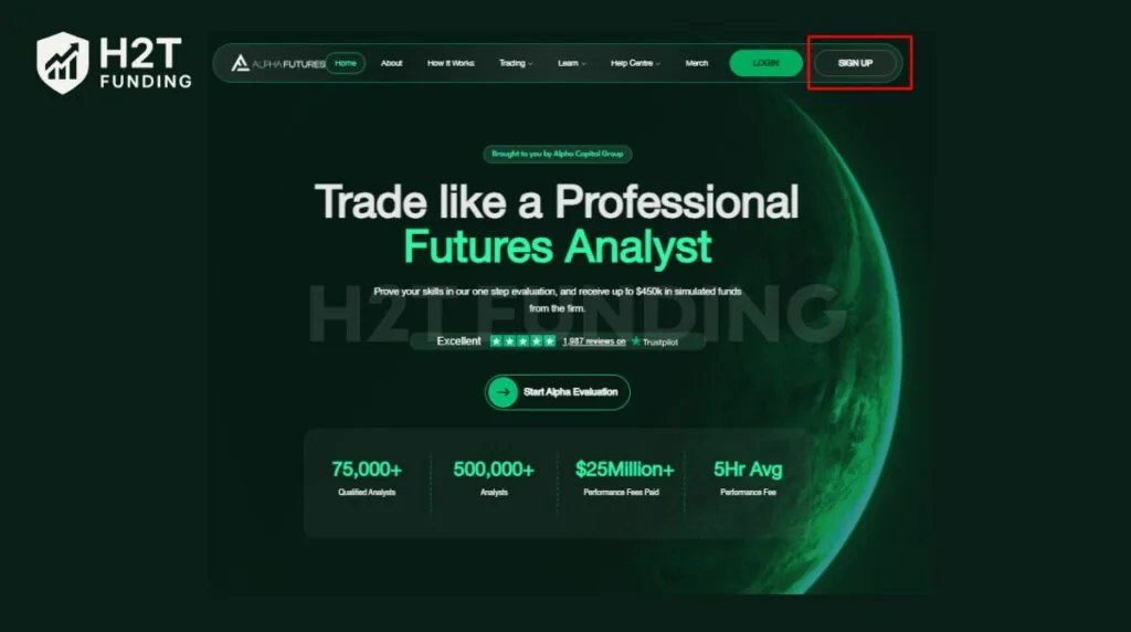 Click the SIGN UP button in the top right corner