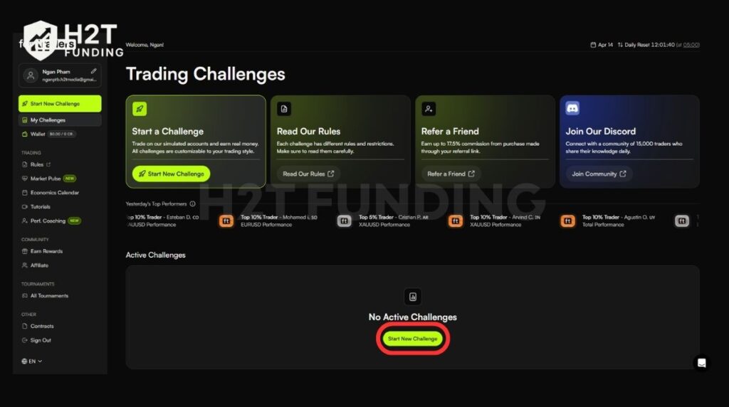 Click the Start New Challenge tab to browse the full list of programs