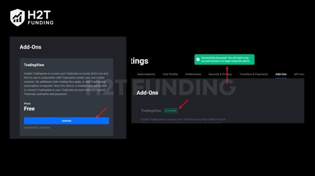 Click the blue Activate button to enable it