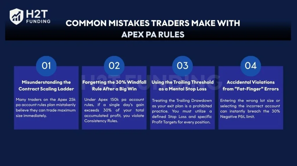 Common mistakes traders make with Apex PA rules