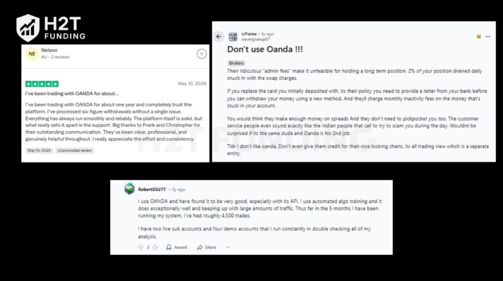 Community feedback on Trustpilot and Reddit about OANDA