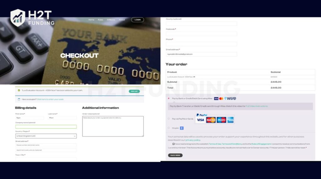 Complete the Checkout and payment