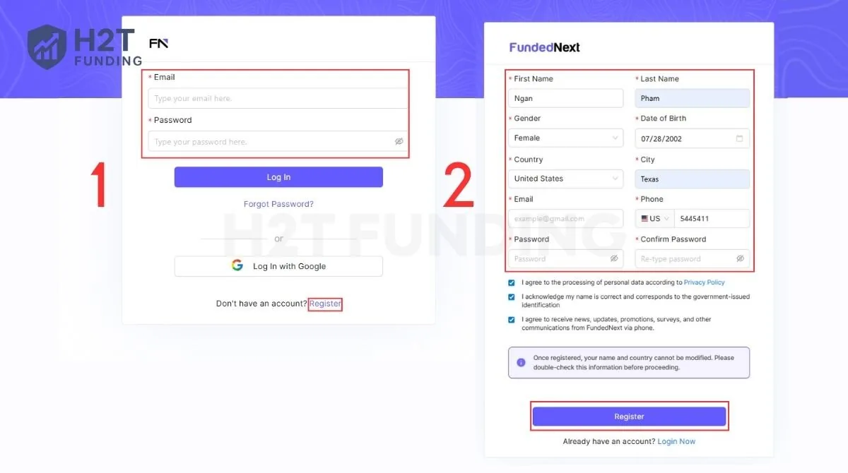 Complete the basic registration form with personal information