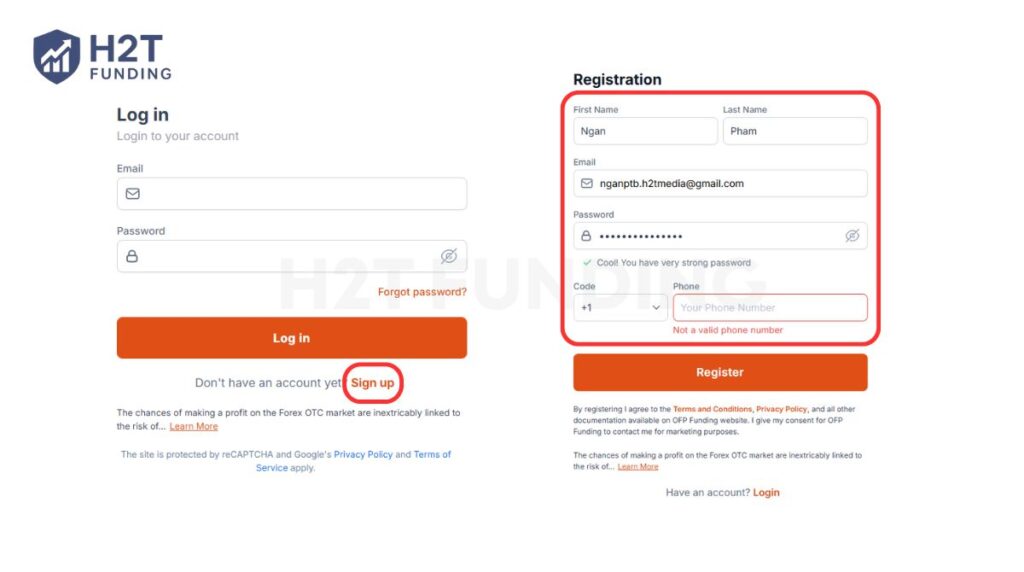 Complete the registration form