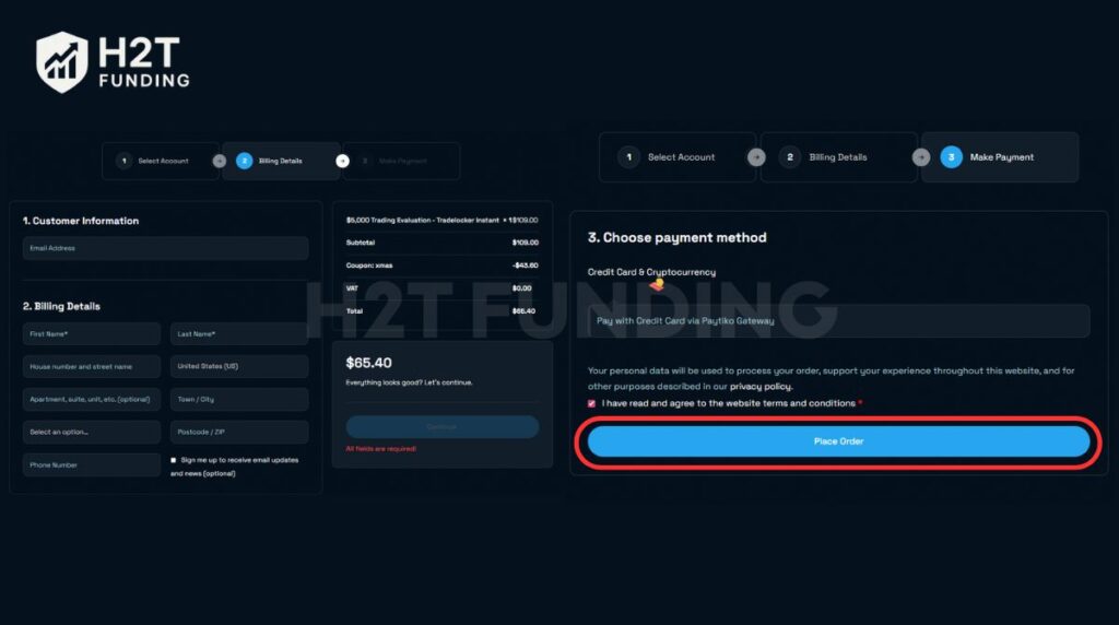 Complete the transaction and start trading