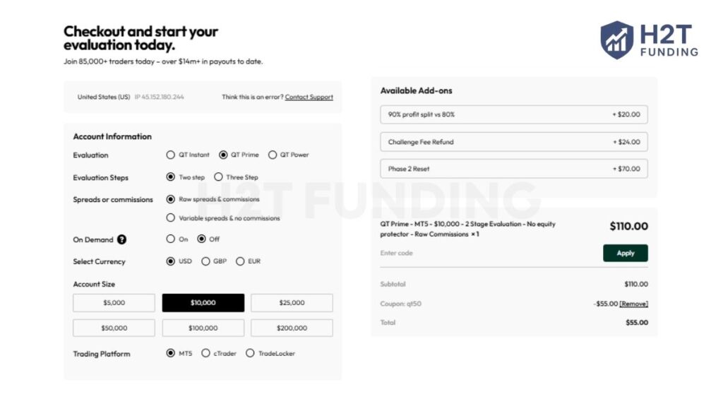 Configure the challenge and add-ons
