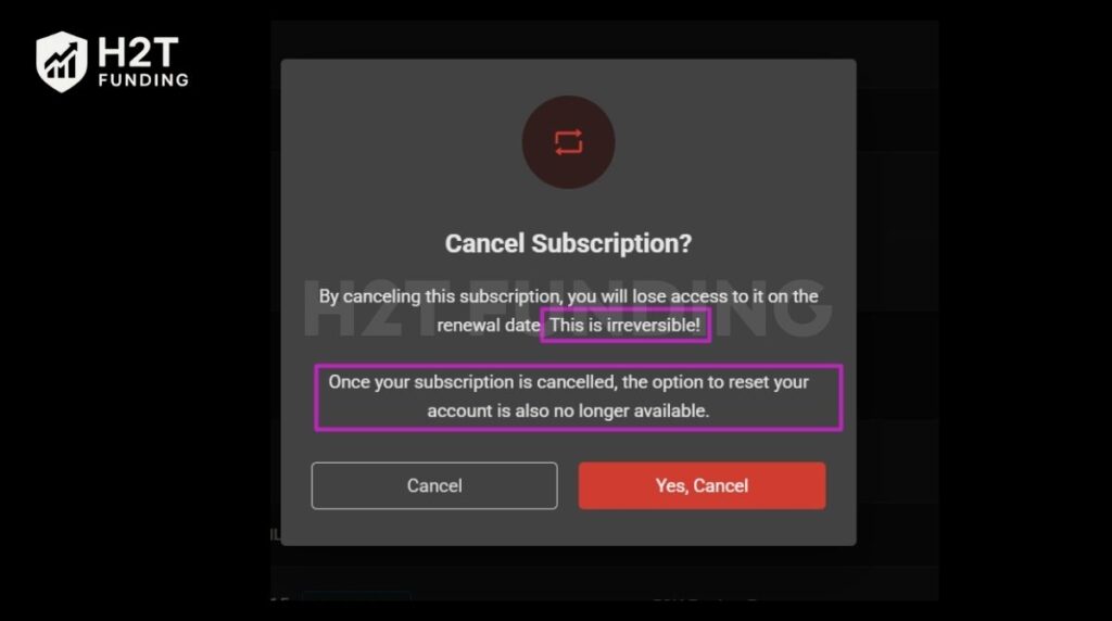 Confirm that you understand the terms of canceling