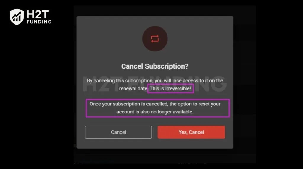 Confirm that you understand the terms of canceling